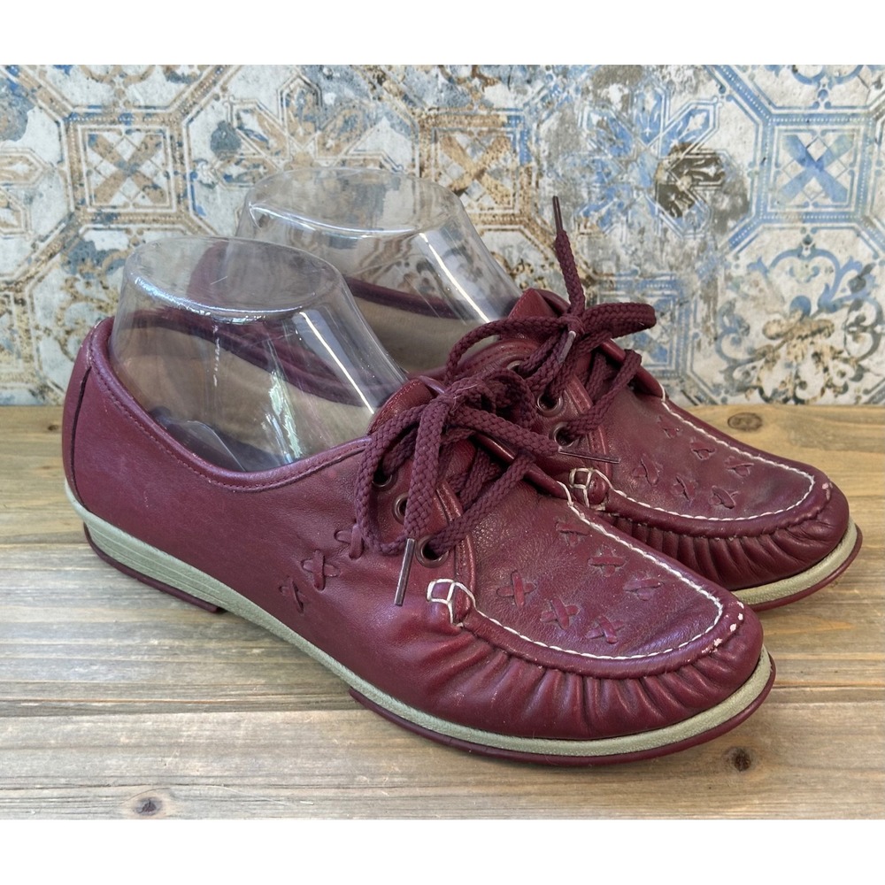 Naturalizer Mac Lace Up Shoes Leather Comfort Senior Women 7 Burgundy